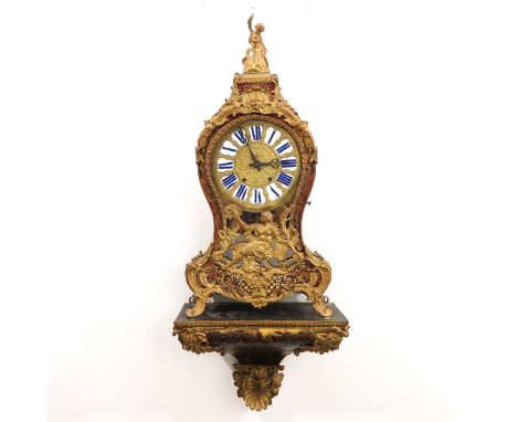 France, signed on the back plate B. Madelainy Paris, case with Boullework, Roman numerals in enamel cartouches, height 119 cm