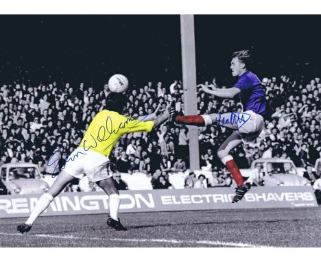 Autographed Evan Williams And Colin Stein 16 X 12 Photo - Colorized, Depicting A Superb Image Showing Colin Stein Of Rangers 