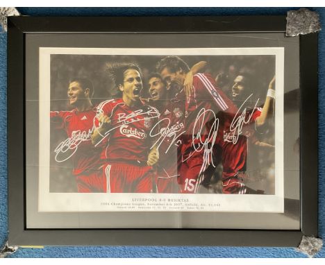 Football Liverpool V Besiktas Nov 6th 2007 Colour Print Signed by All in Frame Measuring 22x17 inches. Scorers of the Match. 