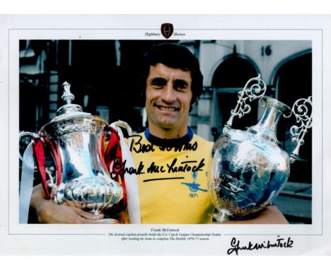 Frank McLintock signed 16x12 Highbury Heroes colour print pictured with the F. A Cup and League Championship Trophy. Good con