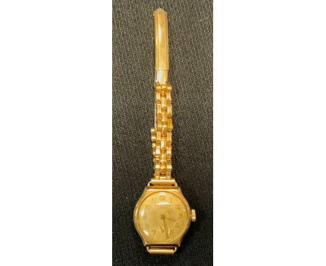 A J W Benson 9ct gold cased bracelet watch, gilt dial, Arabic numerals, subsidiary seconds, manual wind movement,  rolled gol
