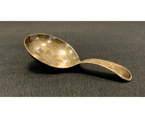 A George III silver caddy spoon, floral chased bowl, possibly James Wintle, c.1810 