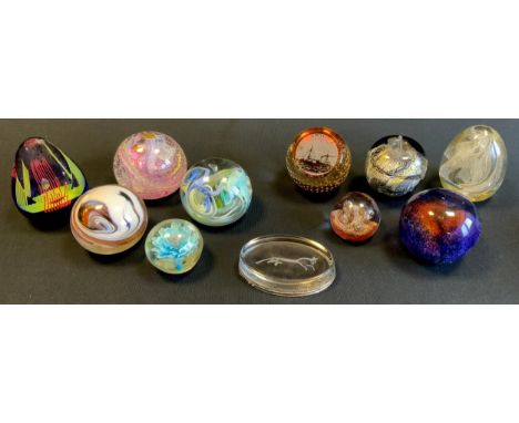 Paperweights - a Caithness Trampoline limited edition paperweight, 308-650;  others PH &amp; GS Apple;  Bubble vortex ,  TVG,