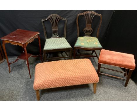 A 19th century mahogany Chippendale style chair, wheat sheaf splat, serpentine front, tapering square legs, spade feet, and a