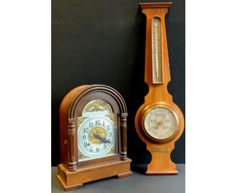 An Ansonia clock company domed mantel clock, silver and gilt dial, Arabic numerals, eight day movement, 36.5cm high;  1930s b