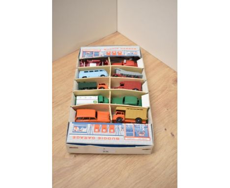 A Budgie Toys die-cast 10 Car Garage Set, in original card box, missing wrapping