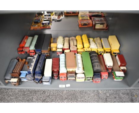 A shelf of Corgi and similar die-casts, Wagons, Articulated Trucks etc