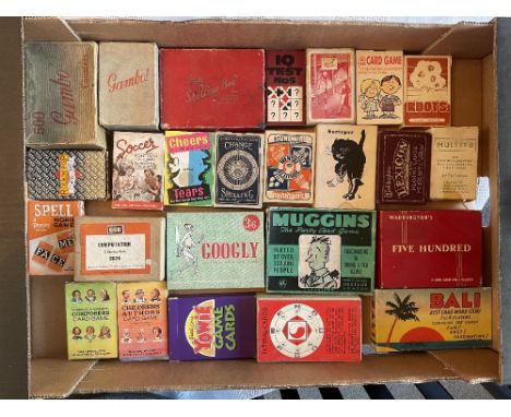 A box of vintage Card Games including Bali, Soccer Pontoon, Shop Missus, Kargo etc