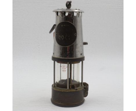Eccles polished steel and brass five post protector lamp, H: 25 cm. UK P&amp;P Group 3 (£30+VAT for the first lot and £8+VAT 