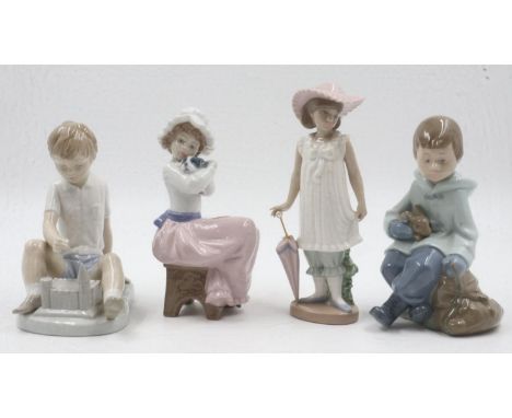 Four Nao figurines, largest H: 18 cm, no cracks or chips. UK P&amp;P Group 3 (£30+VAT for the first lot and £8+VAT for subseq
