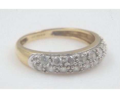 9ct gold half eternity ring set with CZ, size L, 2.5g. UK P&amp;P Group 0 (£6+VAT for the first lot and £1+VAT for subsequent