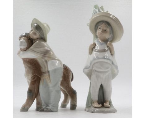 Two Nao Mexican boys, no cracks or chips, largest H: 30 cm. UK P&amp;P Group 2 (£20+VAT for the first lot and £4+VAT for subs