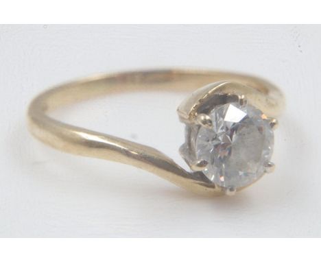 14ct gold solitaire CZ set ring, size T, 3.5g. UK P&amp;P Group 0 (£6+VAT for the first lot and £1+VAT for subsequent lots)