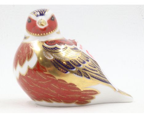 Royal Crown Derby chaffinch paperweight, gold stopper, no cracks or chips, H: 70 mm. UK P&amp;P Group 1 (£16+VAT for the firs