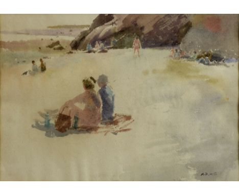 Arthur Ralph Middleton Todd (British, 1891-1966). Beach scene with figures, signed with initials, watercolour, 21.5cm x 31cm,