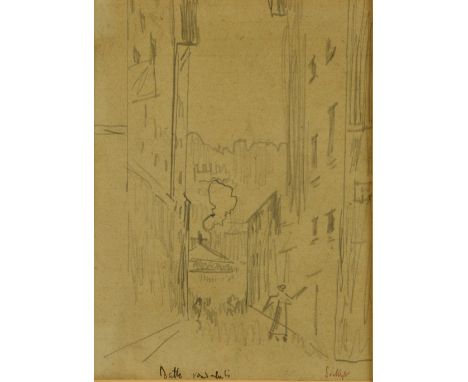 Walter Richard Sickert (British, 1860-1942). Pencil sketch of a Bath street scene, titled 'Bath ' and signed 'Sickert' lower 