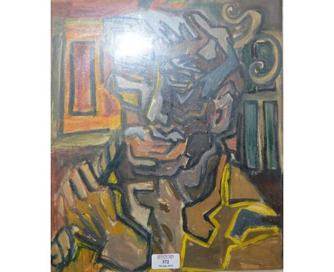 English School, Portrait, Cubist study, oil on board, 40cm x 32cm.