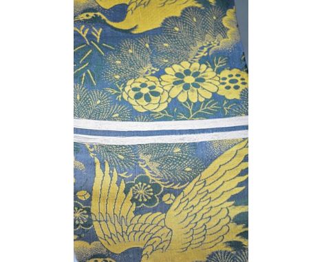 Japanese style brocade sash, decorated with birds and flowers.