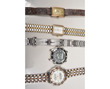 Gents vintage wristwatch, yellow metal case and other wristwatches.
