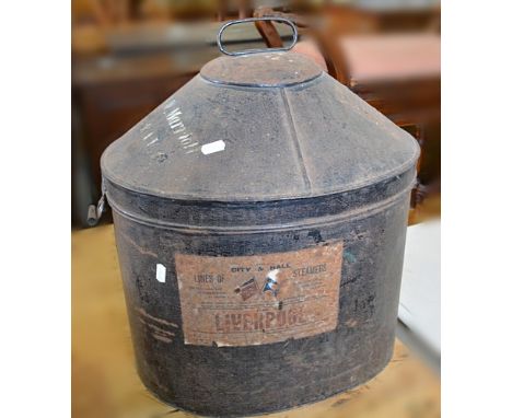 Officers tin hat box, inscribed Major S W Marriott RAVC and a domed topped trunk (2).