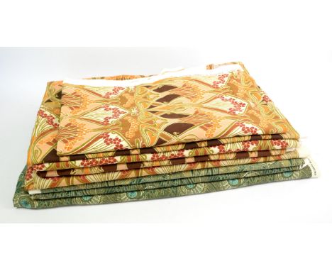 Three substantial lengths of vintage William Morris print LIBERTY of LONDON heavy flax upholstery fabric in blue green HERA P