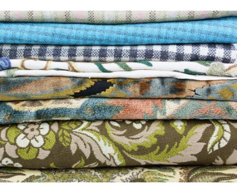 A large quantity of good upholstery fabrics remnantsIncluding heavy towelling velvet fabric in geometric design (Approx. 0.87