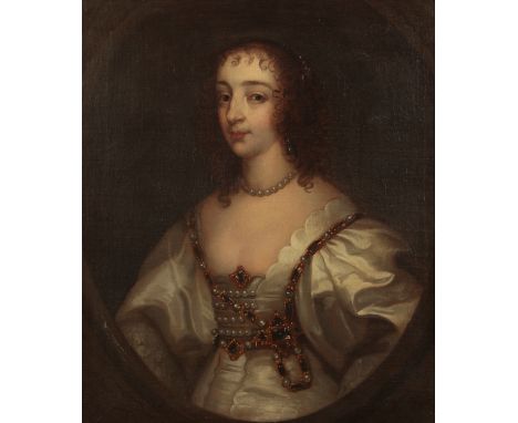 AFTER ANTHONY VAN DYCK (1599-1641) A portrait of Henrietta Maria 17th century, oil on canvas, 71.5cm high x 60cm wide 