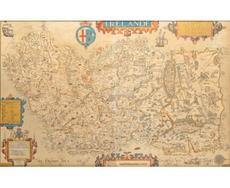 AFTER GIOVANNI BATTISTA BOAZIO (BAPTISTA BOAZIO) (fl. 1588-1606) 'Irelande' a highly decorative map of Ireland, with dedicati