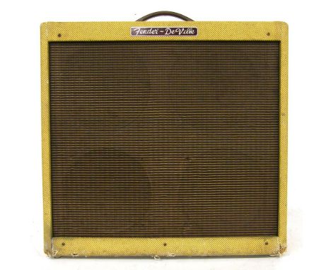 Fender Hot Rod DeVille guitar amplifier, made in USA, ser. no. B-041011, one speaker replaced, dust cover