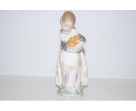 Lladro figure of a young girl carrying oranges 