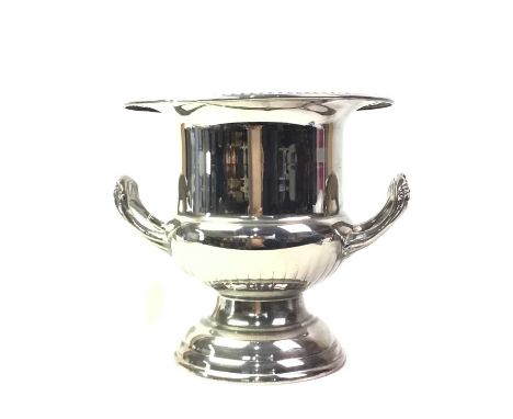 SILVER PLATED CAMPANA-FORM WINE COOLER, ALONG WITH FURTHER ITEMS  including Caithness glass pepper pot, set of cased silver p