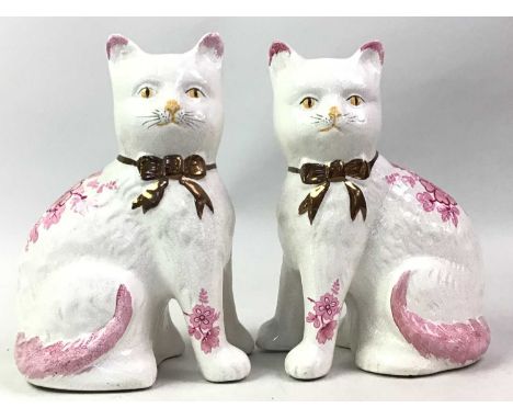 PAIR OF CERAMIC CAT MODELS, AND OTHER CERAMICS  including jugs, a tea pot and figures