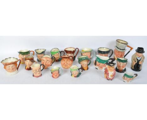 A large collection of vintage mid 20th century Royal Doulton toby jugs to include Arry, Old King Cole, Old Charlie, John Barl