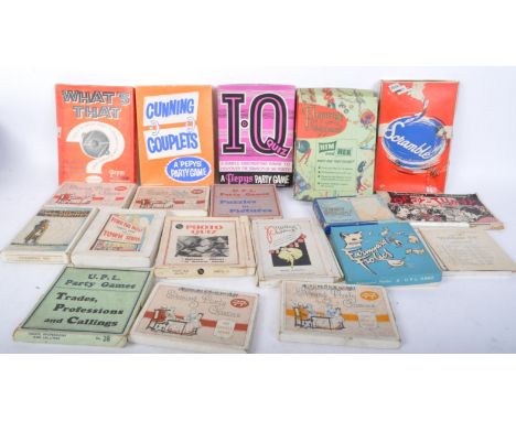A vintage retro mid 20th Century playing card games to include; evening party games, test pilot, cunning couples, him &amp; h