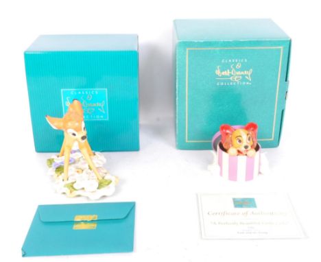 Two 20th century Walt Disney Classics Collection ceramic figures to include "A Perfectly Beautiful Little Lady" from Lady &am