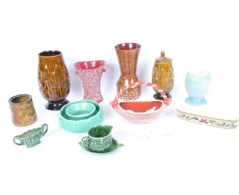 Sylvac - A large collection of vintage 20th century Sylvac pottery to include a lace vase with pink ground 2255, a Raphique r