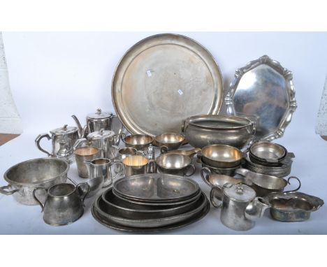 A collection of early 20th Century silver plate &amp; metal comprising of; jugs, plates, tea pots, serving dishes, large frui