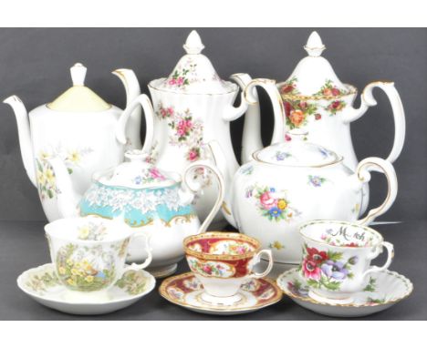 A collection of vintage 20th century Royal Albert ceramic teapots comprising of a Old Country Roses, Enchantment, Lavender Ro