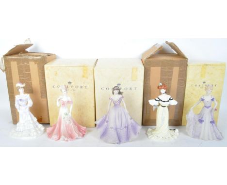 A collection of five 20th century Coalport bone china limited edition figurines. The lot to include two Coalport Golden Age f