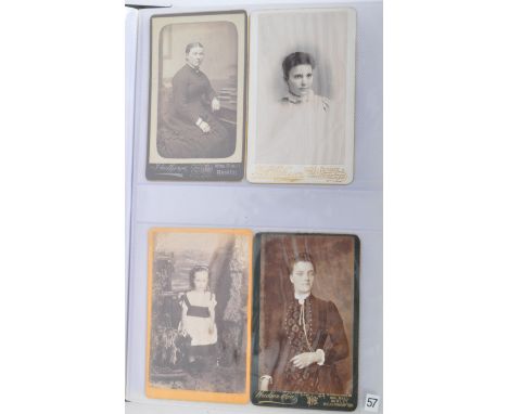 A collection of Victorian 19th century carte de visite albumen silver print portrait photographs featuring a wide variety of 