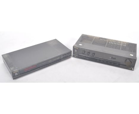Technics - Two part Hi-Fi stacking system comprising a Technics Stereo Integrated Amplifier model SU-800 finished in black. T