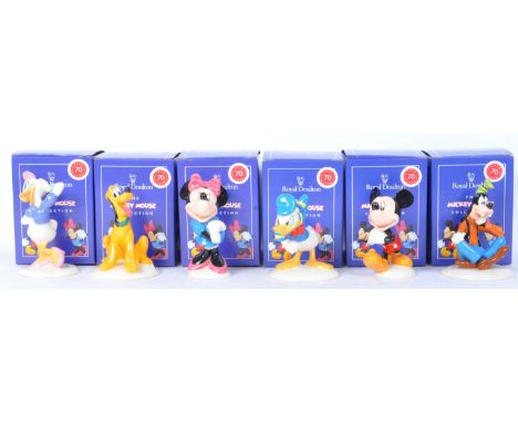 The complete collection of six 20th century Royal Doulton "The Mickey Mouse Collection" ceramic hand painted figurines to inc