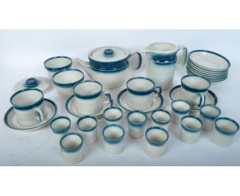 A collection of vintage 20th century Wedgwood Blue Pacific china comprising of cups, coffee pot and more