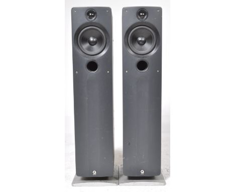 A Pair of Q Acoustics 1030i Floorstanding Speakers. Frequency Response at 3dB: 48Hz to 20kHz. Amplifier Power Range: 25 to 10