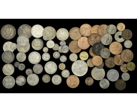 Victoria, Florin [1851-87], rev. brockage (S 3891ff); together with other British and World coins, in silver (35), base metal