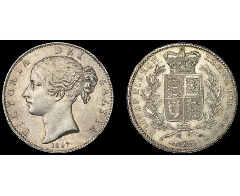 Victoria (1837-1901), Crown, 1847, edge xi (ESC 286; S 3882). Light surface marks, otherwise extremely fine, light tone £1,20