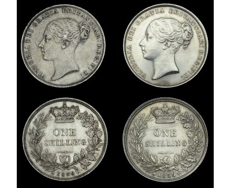 Victoria (1837-1901), Shillings (2), both 1839, with and without w.w. on truncation (ESC 2975, 2979; S 3902, 3904) [2]. First