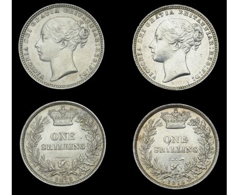 Victoria (1837-1901), Shillings (2), 1875 die 68, 1876 die 10 (ESC 3045-6; S 3906A) [2]. About extremely fine, second cleaned