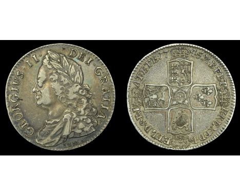 George II (1727-1760), Halfcrown, 1745 lima, edge decimo nono (ESC 1687; S 3695). Small metal flaw by second g of georgius, o
