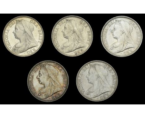 Victoria (1837-1901), Halfcrowns (5), 1895, 1896 (2), 1898, 1900 (Davies 667-9, 671, 673; ESC 2781-2, 2784, 2786; S 3938) [5]